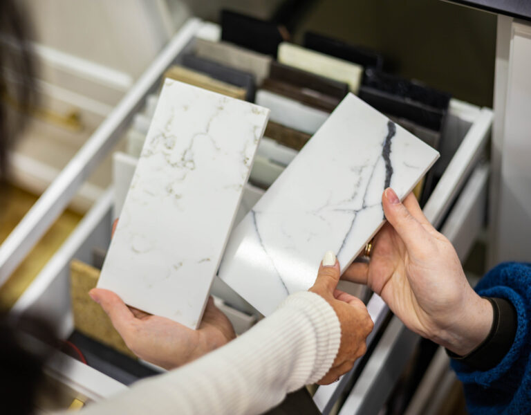 Sustainable kitchen worktop samples display demo