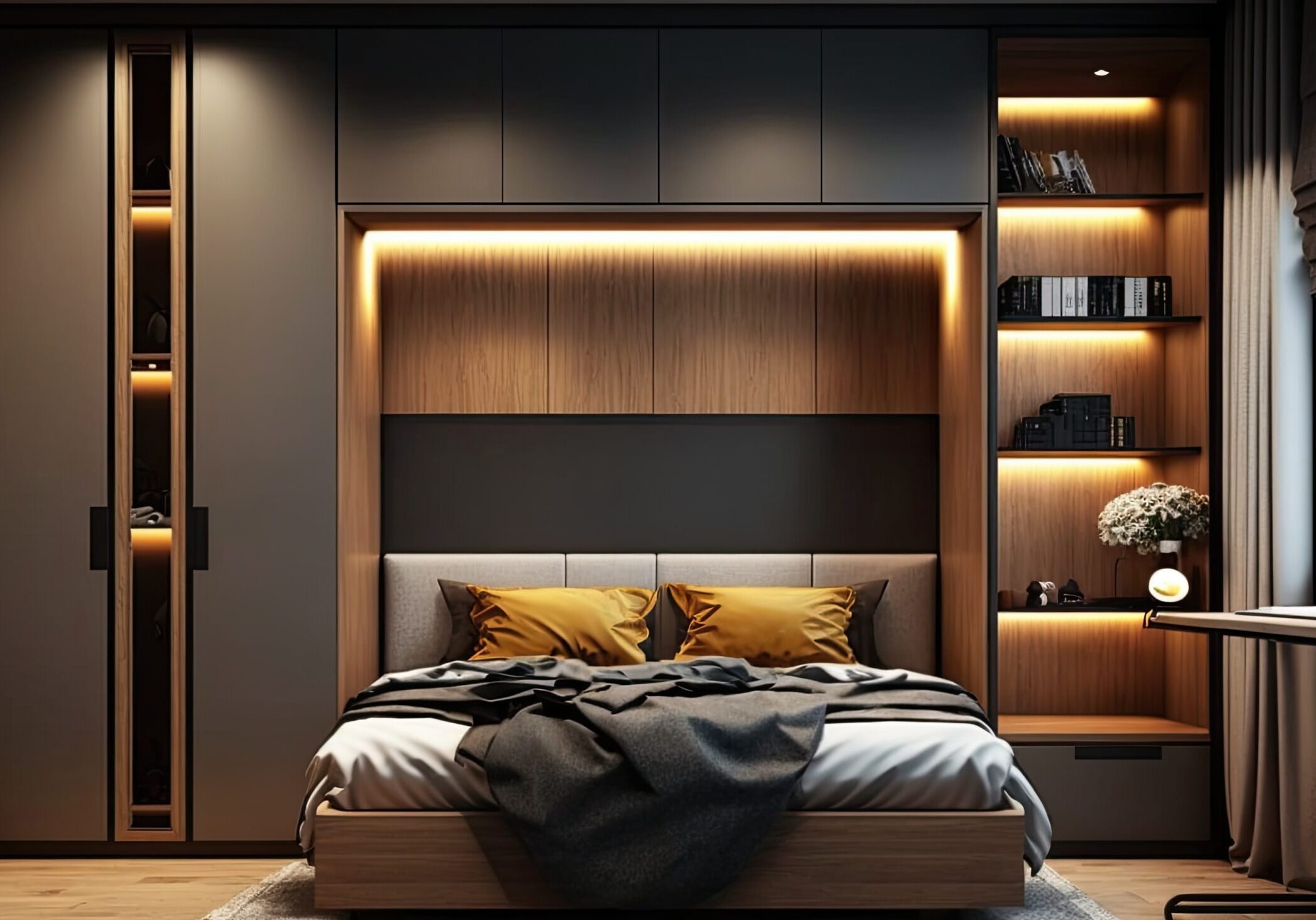 laminate fitted wardrobes in small bedroom, ideas with storage